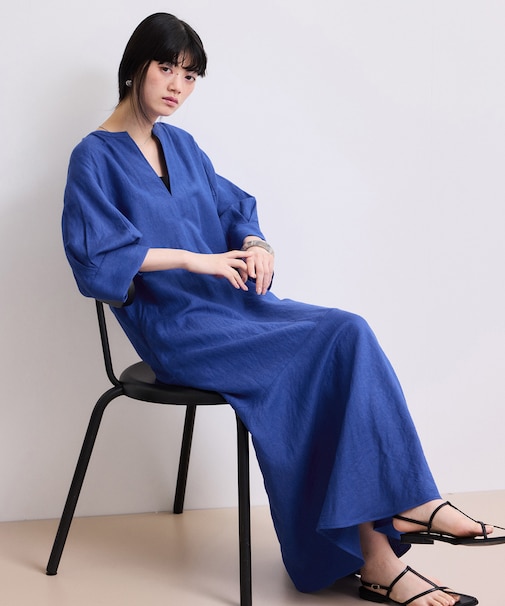 【WEB限定】リネンボリュームスリーブワンピース