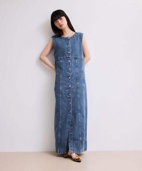 WEB限定　ライトデニムスリーブレスワンピース◇26SS◇ WEB限定】ライトデニムスリーブレスワンピース｜アダムエロペの通販