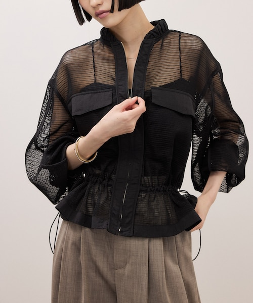 アダムエロペ　ドロストメッシュシャツ　ブラック　新品 ドロストメッシュシャツ｜アダムエロペの通販｜&mall（アンドモール