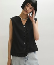 【WEB限定】・【定番】ラッフルコンビスリーブレストップス