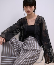 【WEB限定】メッシュエンブロイダリーカーディガン