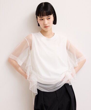 【WEB限定】・【サステナブル】・【定番】ギャザーチュールトップス