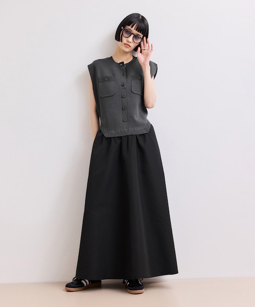 【WEB限定】・【サステナブル】カーブヘムコンビワンピース