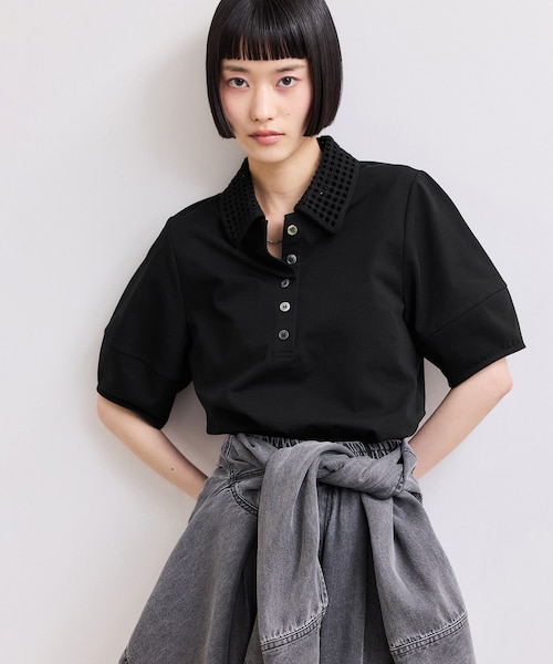 ADAM ET ROPE' メッシュ襟ポロシャツ トップス WEB限定】・【サステナブル】メッシュ襟ポロシャツ｜アダムエロペの