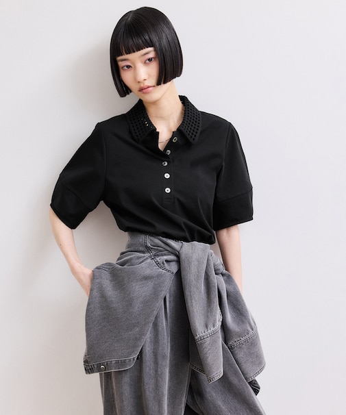 【WEB限定】・【サステナブル】メッシュ襟ポロシャツ