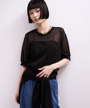 【WEB限定】リネンmixバイカラーシアーニットTシャツ