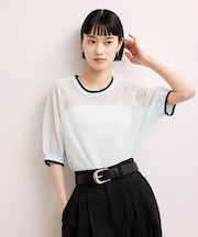 【WEB限定】リネンmixバイカラーシアーニットTシャツ