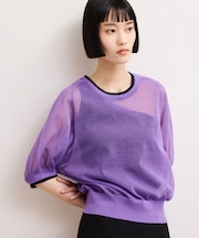 【WEB限定】リネンmixバイカラーシアーニットTシャツ