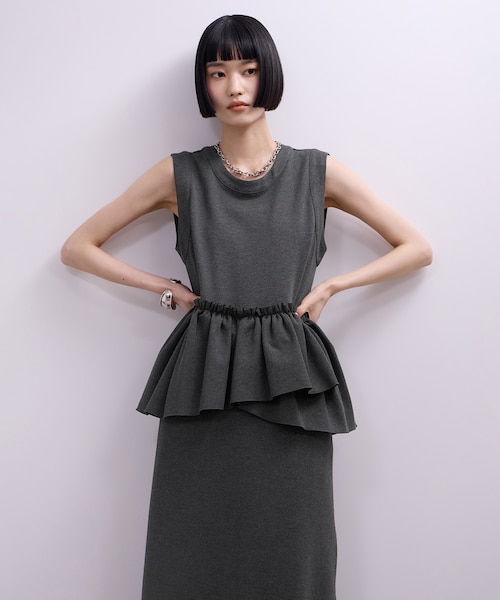 WEB限定】ペプラムロングワンピース｜アダムエロペの通販｜&mall