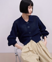【WEB限定】ワイドリブヘムポロカーディガン