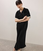 【WEB限定】ラウンドスリーブポロニットワンピース