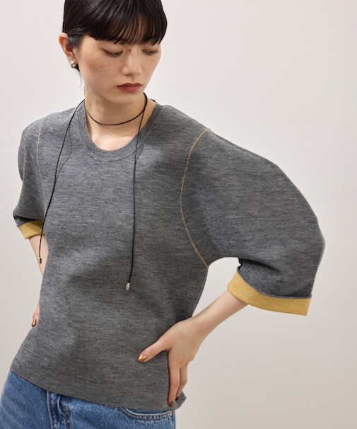 【サステナブル】ダブルフェイスニットトップス