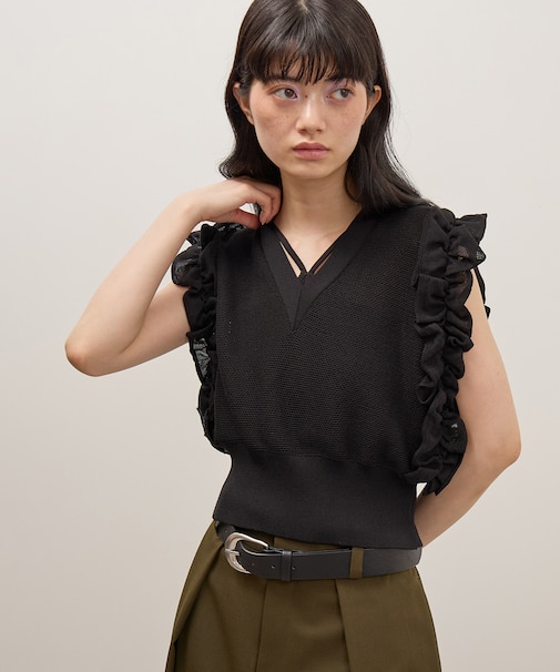フリルメッシュジレ