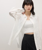 【WEB限定】ストライプ&ソリッド エンブロイダリーシャツ