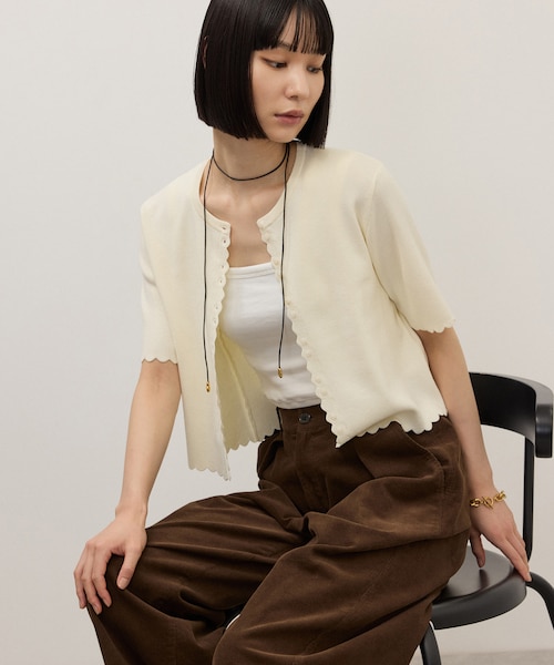 WEB限定】ハーフスリーブリブカーディガン｜アダムエロペの通販｜&mall