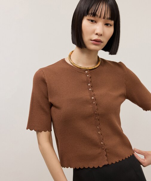 【WEB限定】ハーフスリーブリブカーディガン
