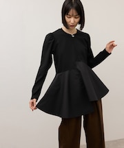 【WEB限定】・【定番】フリルペプラムロングスリーブカットソー