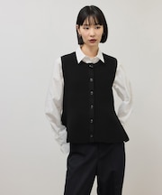 【WEB限定】・【サステナブル】ペプラムニットジレ