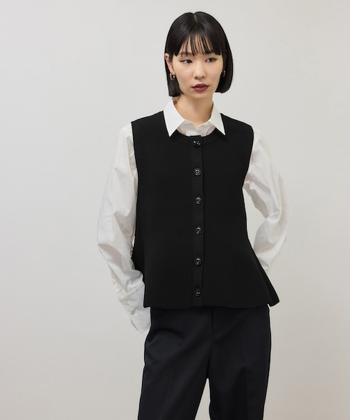 【WEB限定】・【サステナブル】ペプラムニットジレ