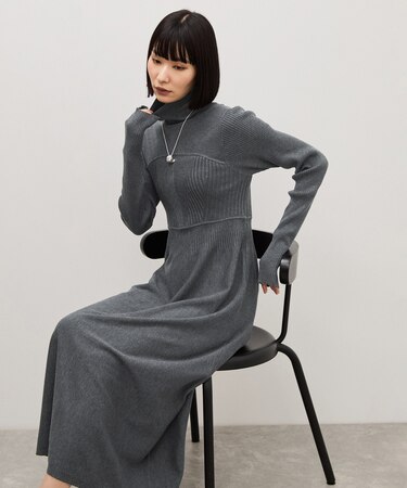 【WEB限定】・【定番】MIXパターンニットワンピース
