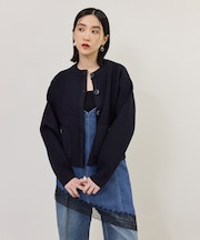 【サステナブル】フォルムスリーブクルーネックカーディガン