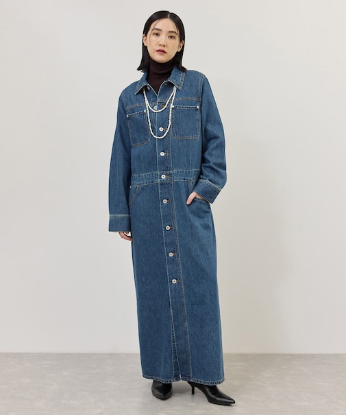 【WEB限定】・【追加】デニムシャツロングワンピース