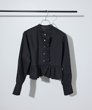 【定番】・【サステナブル】ロングスリーブフリルブラウス