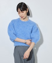 ブラッシュドアルパカハーフスリーブトップス