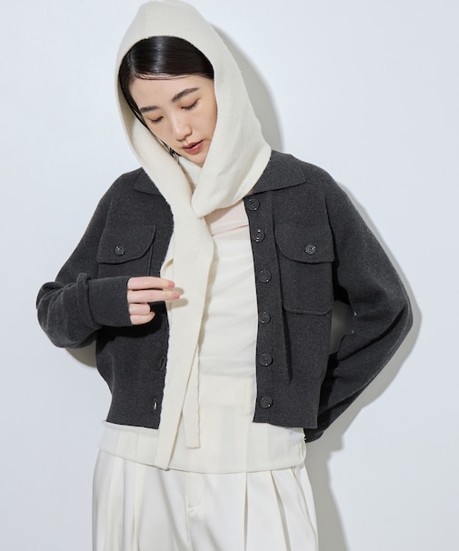 【定番】コットンカシミヤポケットカーディガン