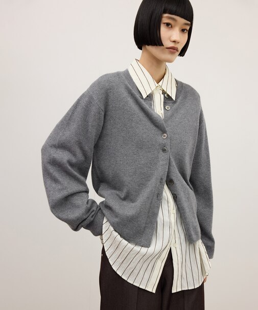 【WEB限定】・【サステナブル】W/CAミックスセンタースリットカーディガン