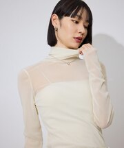 【定番】フロッキーチュールタートルネックプルオーバー