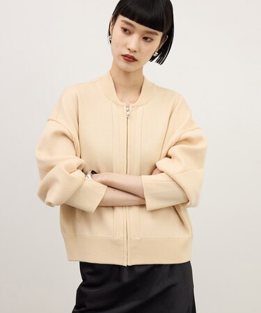【WEB限定】コクーンジップニットブルゾン