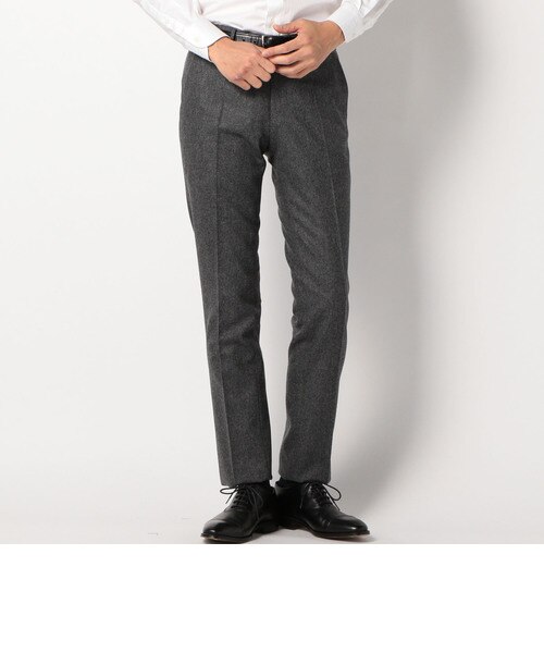 SD: フラノ ノープリーツ メランジ ソリッド パンツ(チャコールグレー