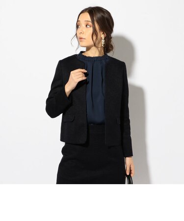 【セットアップ対応可能】ジャージーツイードノーカラージャケット◇