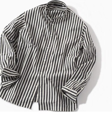 SC: コットン/リネン イージーケア加工 バンドカラー シャツ