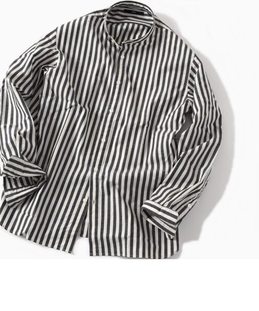 SC: コットン/リネン イージーケア加工 バンドカラー シャツ