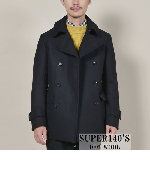 SC: スーパー140'S 100%WOOL メルトン ダブル ピーコート｜シップスの