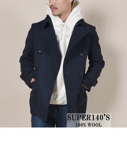 SC: スーパー140'S 100%WOOL メルトン ダブル ピーコート｜シップスの