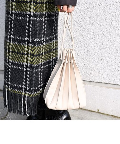 起毛プリーツライク巾着バッグ◇