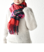 【SHIPS別注】JOHNSTONS:カシミヤチェックストール