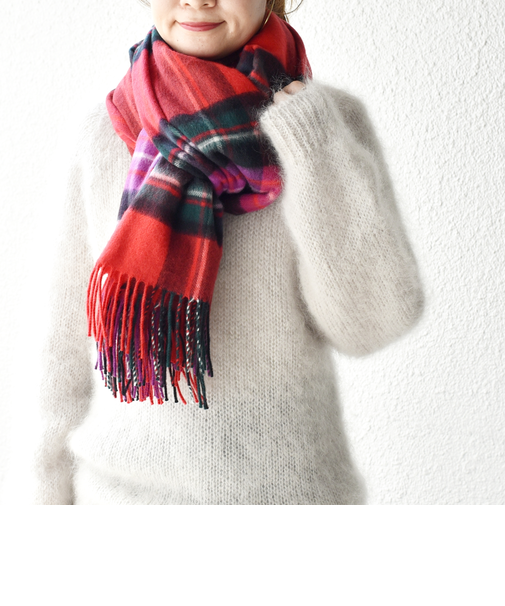 【SHIPS別注】JOHNSTONS:カシミヤチェックストール