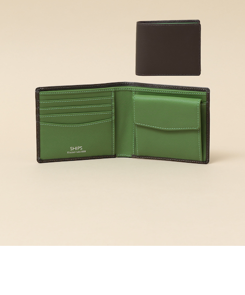 【WEB限定】SHIPS:【SAFFIANO LEATHER】2トーン 2つ折 ウォレット（財布）