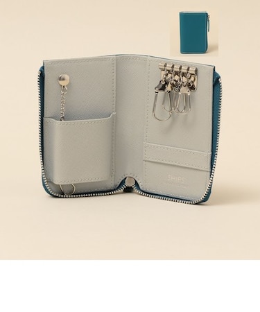 【WEB限定】SHIPS: 【SAFFIANO LEATHER】 2トーン キーケース