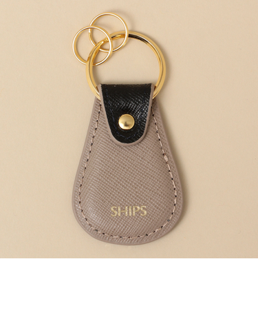 【WEB限定】SHIPS: 【SAFFIANO LEATHER】 2トーン キーホルダー