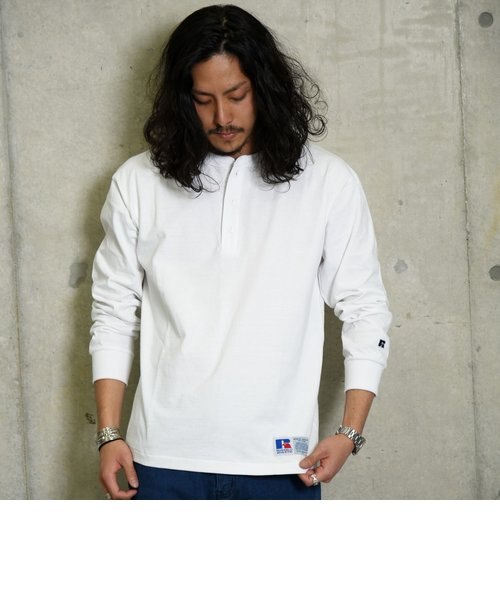 WEB限定/SHIPS別注】RUSSELL ATHLETIC: ピグメント加工 ヘンリーネック