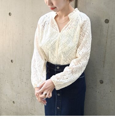 SHIPS any: キーネック レース ブラウス｜シップスの通販｜&mall 