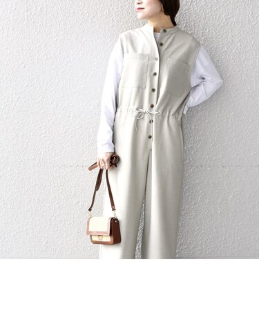 〈手洗い可能〉ドローストリングジャンプスーツ◇