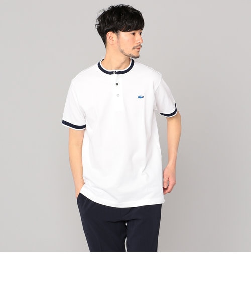 【LACOSTE×SHIPS】新品未使用 ラベンダー カノコ Tシャツ サイズ2 SHIPS別注】LACOSTE: カノコ ヘンリーネック ラインリブ Tシャツ