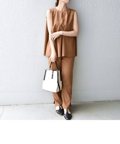 SHIPS any: リネン ライク ノースリーブプルオーバー&テーパードパンツ セットアップ