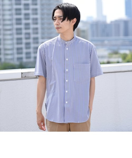 SHIPS: COOLMAX(R) ジャージー バンドカラー ショートスリーブシャツ